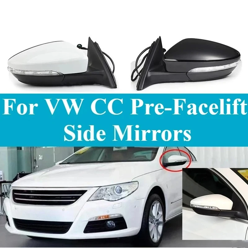 

For VW CC Pre-Facelift Side Mirrors with Reverse Camera OEM Style 9-13 Pin Plug & Play Left Right Mirror Pair Replacement Set