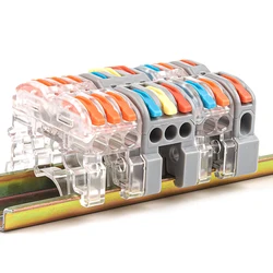 Din Rail Wire Connector Fast Universal Compact Electric Cable LED Light Lamp Conector Wiring Conductor Terminal Block 2/3pin