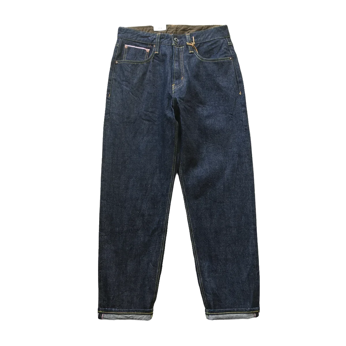 Heavy Pink Edge Red Ear Denim Original Bull Straight Retro Wash and Steam Indigo Grind Jeans