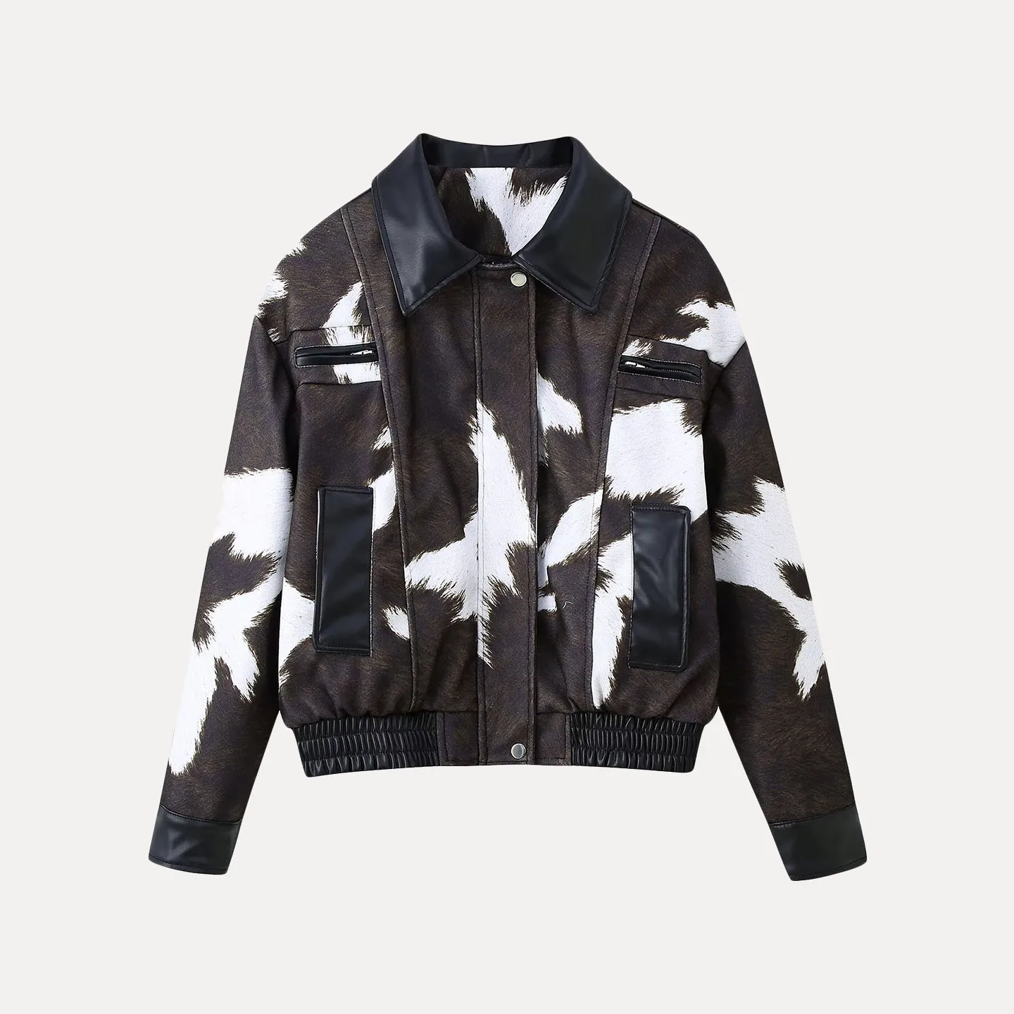 Faionable ort مطبوعة البقرة نمط Jaet المرأة الخريف 2025 وصول جديد Ele Personali الأمريكية Sle معطف فضفاض صالح #5