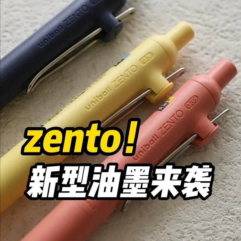 قلم UNI Mitsubishi Zento Rollerball، قلم صغير النواة 0.38/0.5 مم ذو جاذبية منخفضة المركز سريع الجفاف مع قبضة متوازنة بالحبر الأسود الكثيف