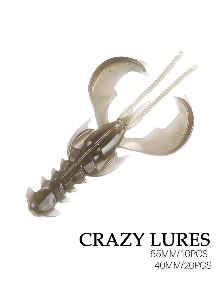 Supercontinent Crazy Lures 65mm/10 Stück 40mm/20 Stück Weichköder Angelköder Garnelen-Hummer Weichplastikköder Angelköder