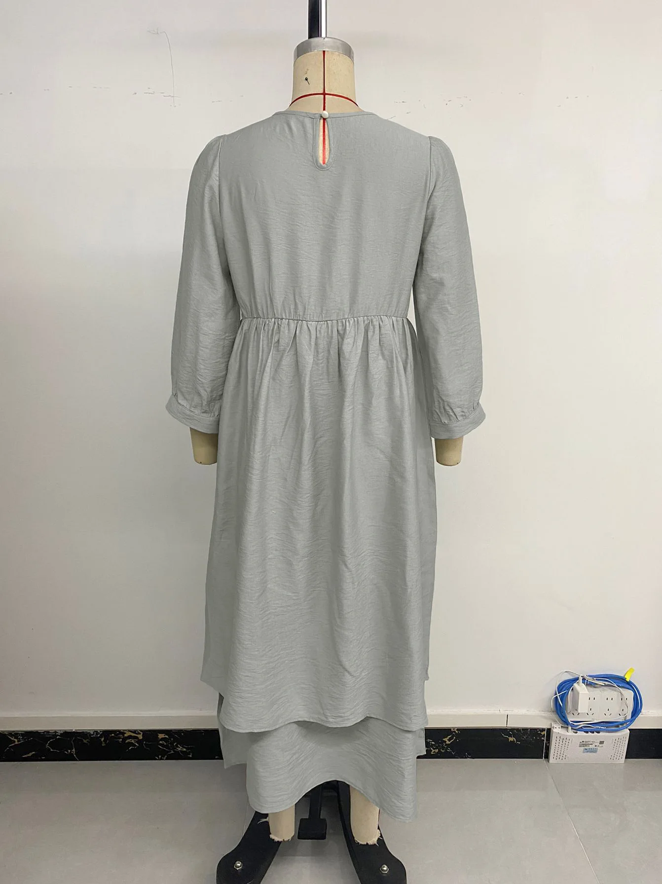 Vestido de outono feminino estilo praia vestidos longos 3/4 mangas solto ajuste flowy em camadas bainha tecido macio na moda praia férias vestido