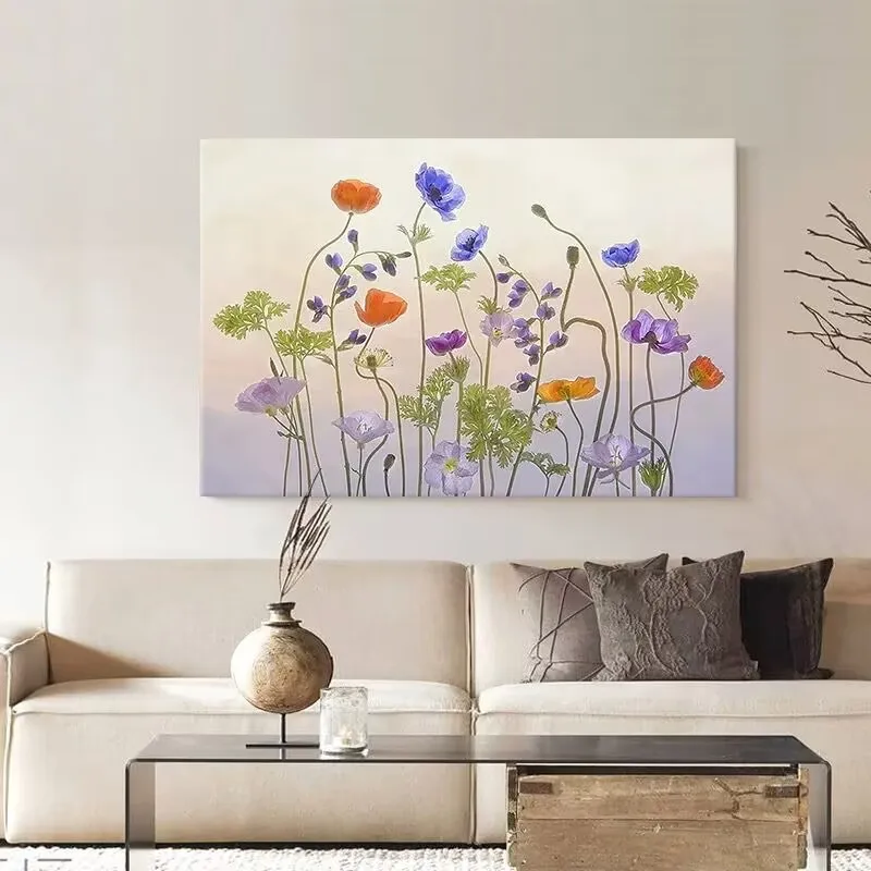 

2024 New Style Flower Map Handmade Canvas Oil Painting Corridor Decoration Painting Bedroom Sofa Background Wall Texture Paintin