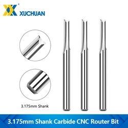 1pc 3.175mm Shank 2 Flute Straight End Mill Carbide 1-2.5mm CNC Router Bit for Wood MDF Plastic CNC Carbide End Mill