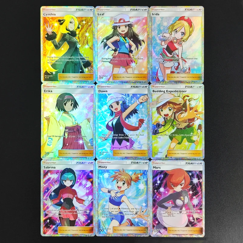 

9 шт./компл. DIY PTCG карманный английский поддержка карт Mars Misty Sabrina Dawn Erika Irida лист Cynthia коллекция хобби флэш-карта игрушка