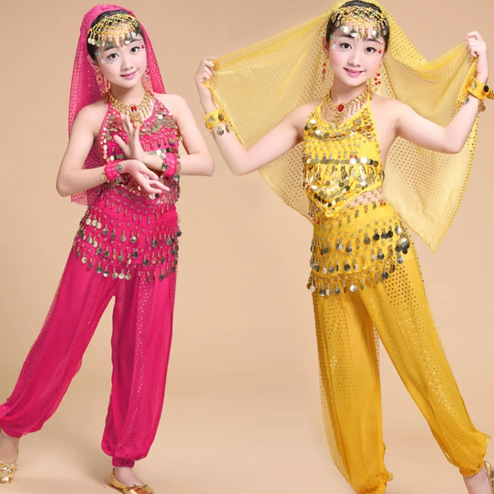 New Design Kids Indian Dance Costume Set - Bollywood Belly Dance Outfit for Children's Xinjiang & Tianzhu Performances