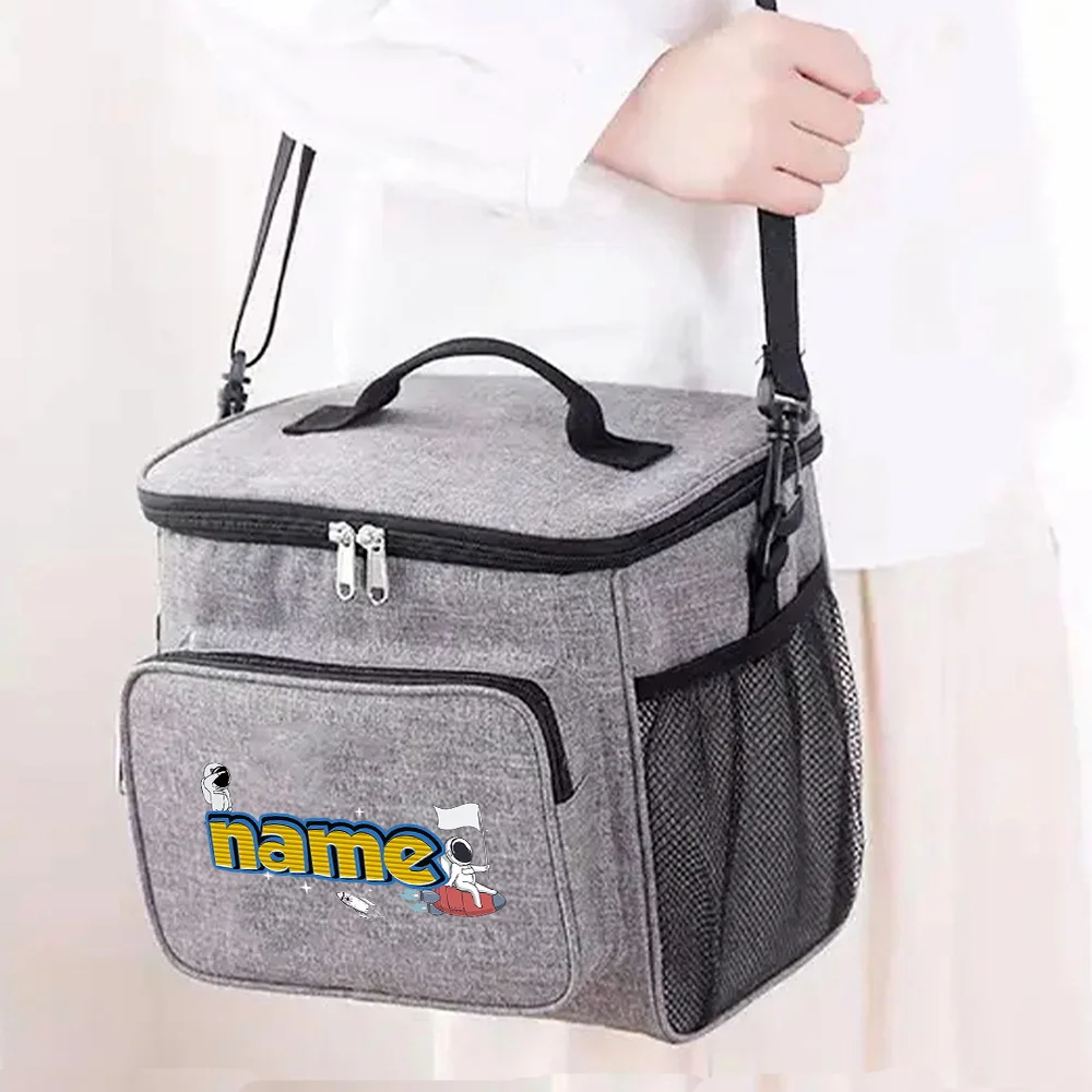 Customized Name Insulated Single Shoulder Lunch Bag Multifunctional Food Storage Bag Outdoor Travel Picnic Bag