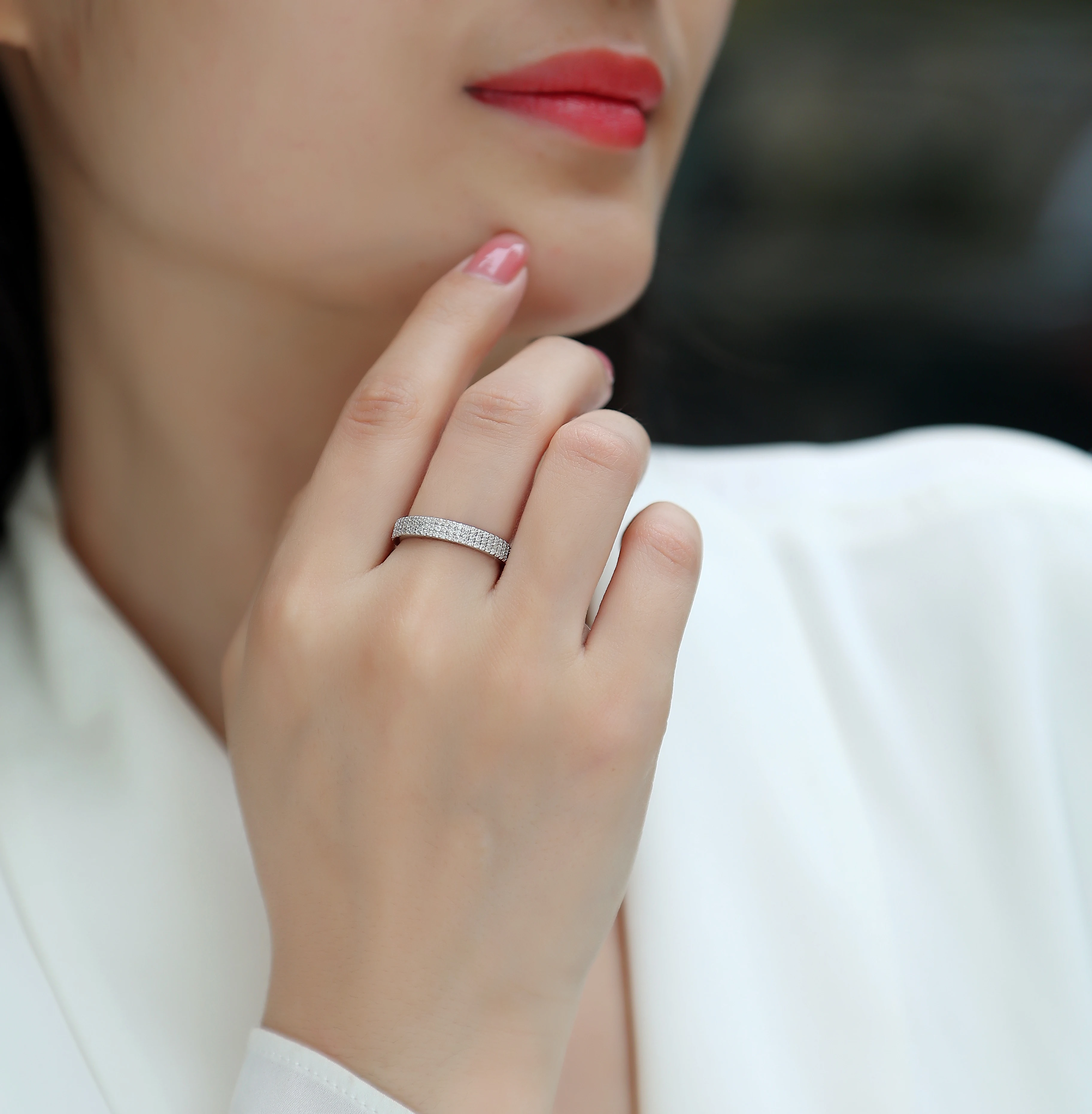 (GRA Certification)صينية من الفضة S925 لخاتم المويسانيت النسائي ، الوزن الفضي ، مناسب للحب ، موديل