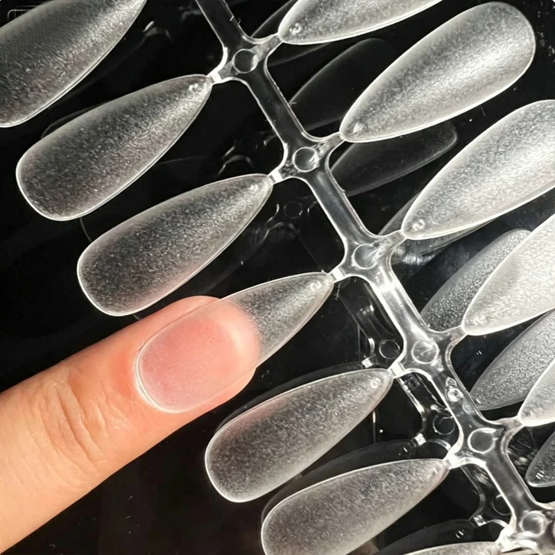 Almond-Shaped Nail Tips Soft Gel False Nail Semi-Matte Full Cover Transparent False Nails for Extension Nail Art Press-On Nails