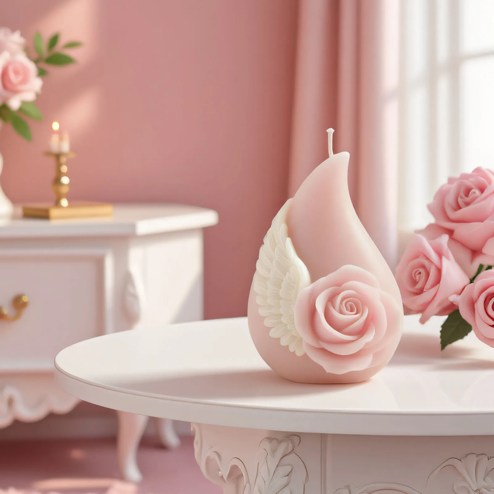 ローズウィング香りキャンドルシリコーン型 DIY ロマンチックなローズウィングディフューザーストーンドロップ石膏樹脂型キャンドル作成キット