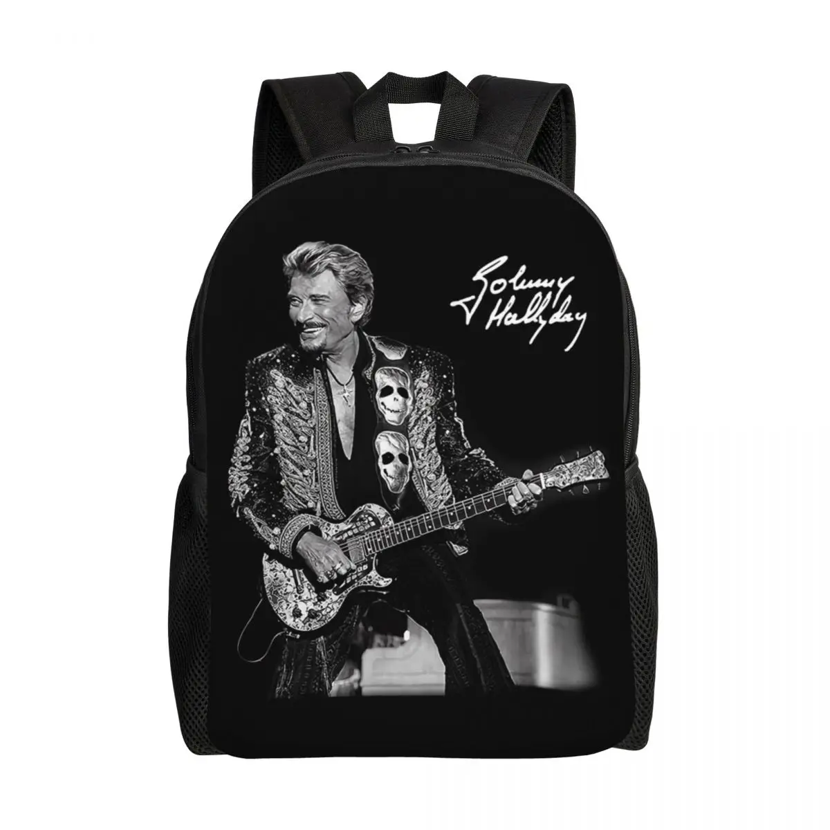 

Johnny Hallyday Laptop Backpack Men Women Fashion Bookbag for College School Students French Singer Rock Music Bag