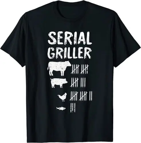 Serial Griller Fathers Day Funny Grilling Grill BBQ Master T-Shirt Summer Short Sleeved Harajuku Streetwear Tops Tees