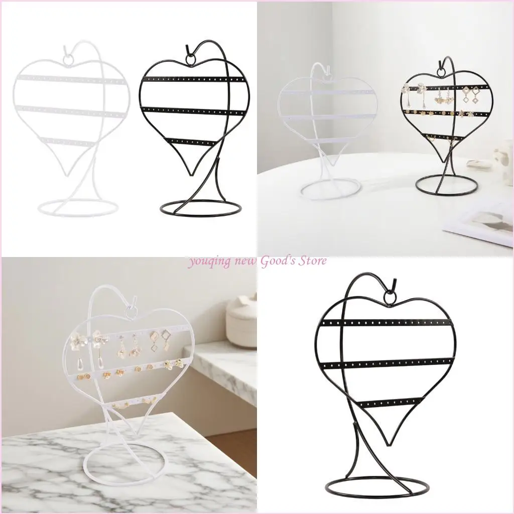 

57QA Earring Display Stand 50 Heart Holes Jewelry Storage Organizers Store Solution