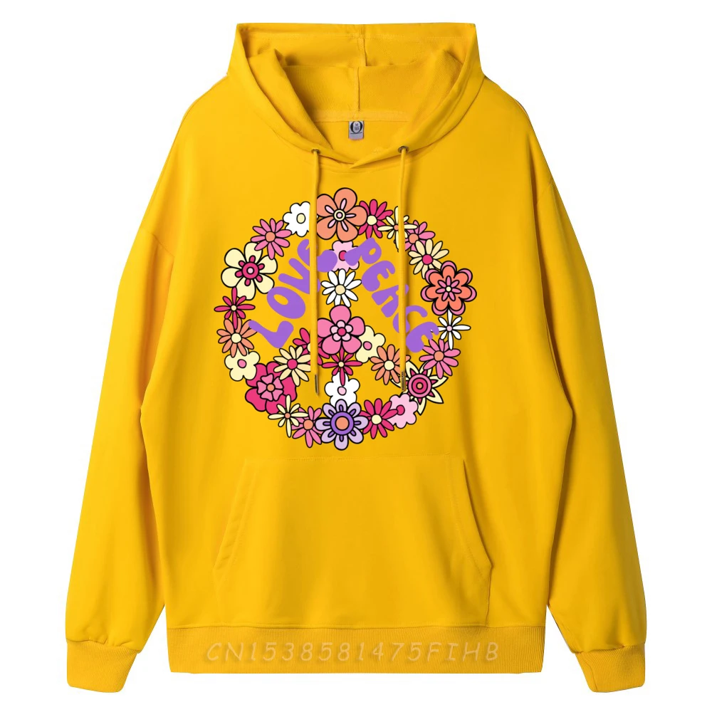 Retro Colors Peace Sign Love 60s 70s Tie Dye Hippie Designer Hoodie Men Wysokiej jakości świąteczny sweter