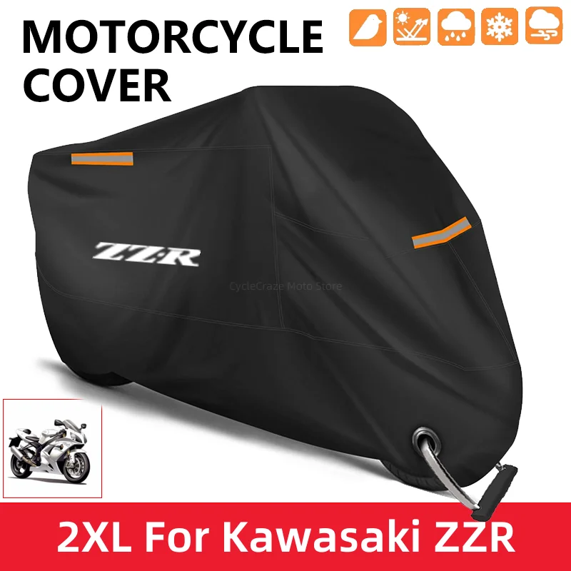 Motorcycle Cover Waterproof Outdoor Scooter UV Protector Dust Rain Cover For Kawasaki ZZR250 ZZR600 ZZR1200 ZZR1400 ZZR 250 600