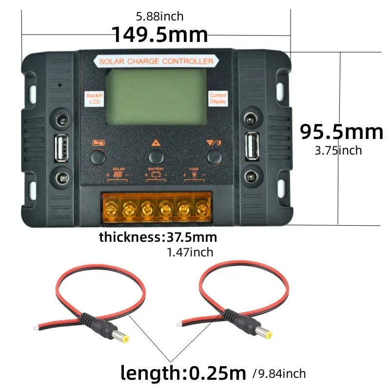 イルミネーションディスプレイ付きソーラーコントローラー,太陽光発電のソーラー充電コントローラー,12v,24v,30a