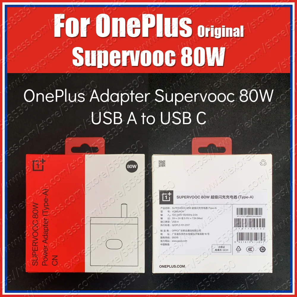Original OnePlus Power Adapter, 80W Supervooc, OnePlus 10 Pro, 10R, ACE, Nord 2T, 9RT, 9 Pro, Nord CE 2, EU, UK, AU