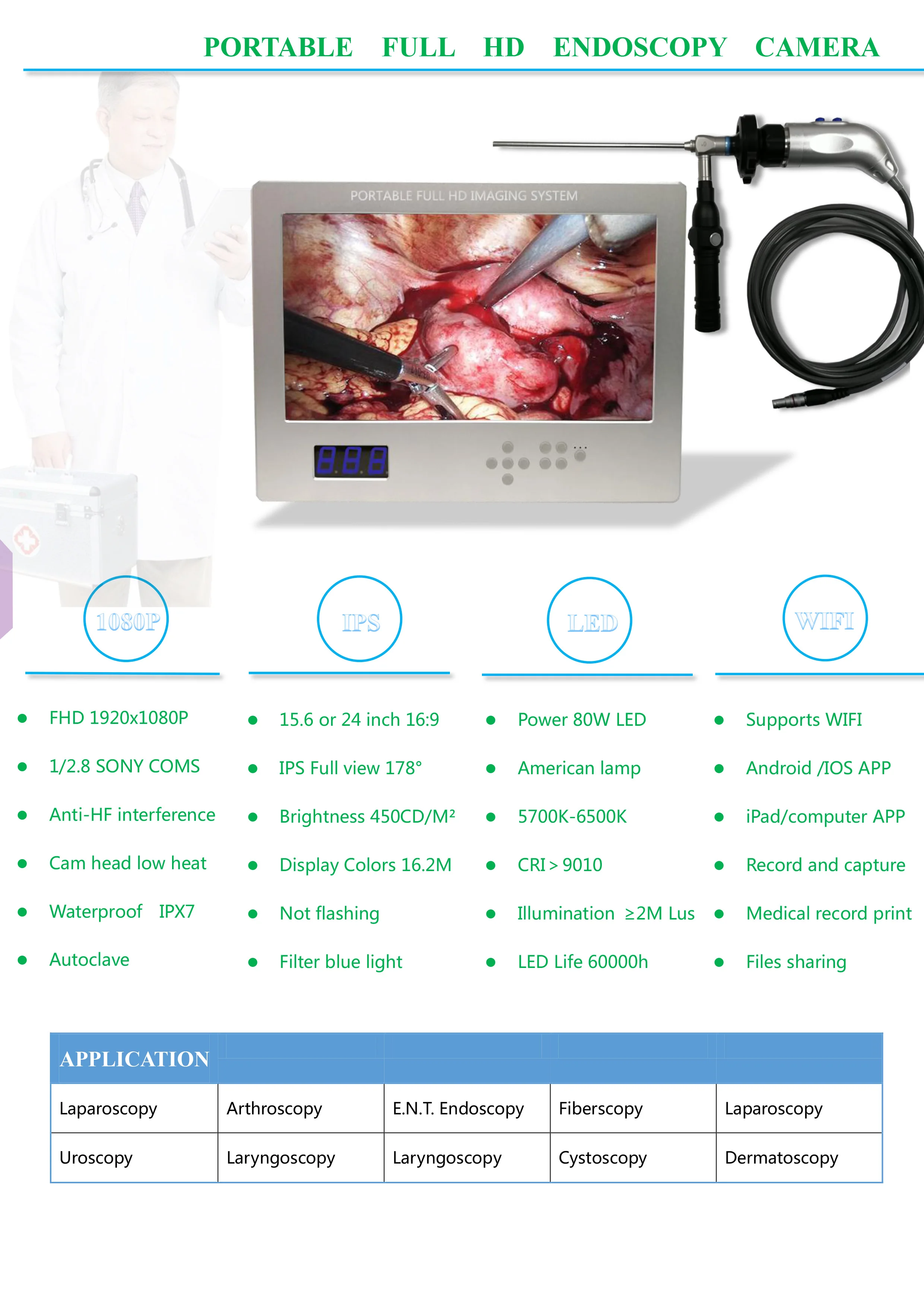 Factory Price HD Surgery  E.N.T. Endoscopy  System Set