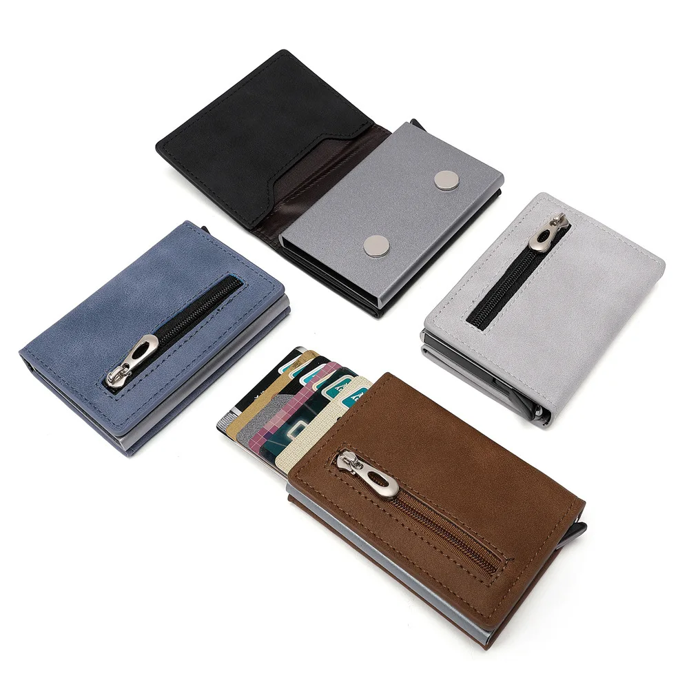 Customized Men Leather Wallet Rfid Anti-magnetic Credit Cards Holder Wallet With Organizer Coin Pocket & Money Clips Wallet