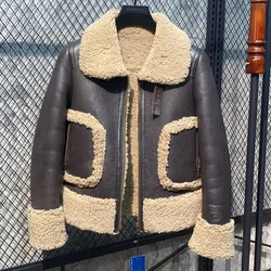 Europe Stylish Women Winter Coat & Fashion Jacket for Ladies Female Genuine Sheepskin Shearling Wool Liner Plus Size 54 56 XXXXL