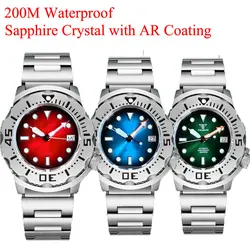 20ATM Waterproof Diving Monster Watch Men Tandorio 42MM Gradient BlacK Red Dial Automatic NH35A Watch Sapphire Glass AR Coating