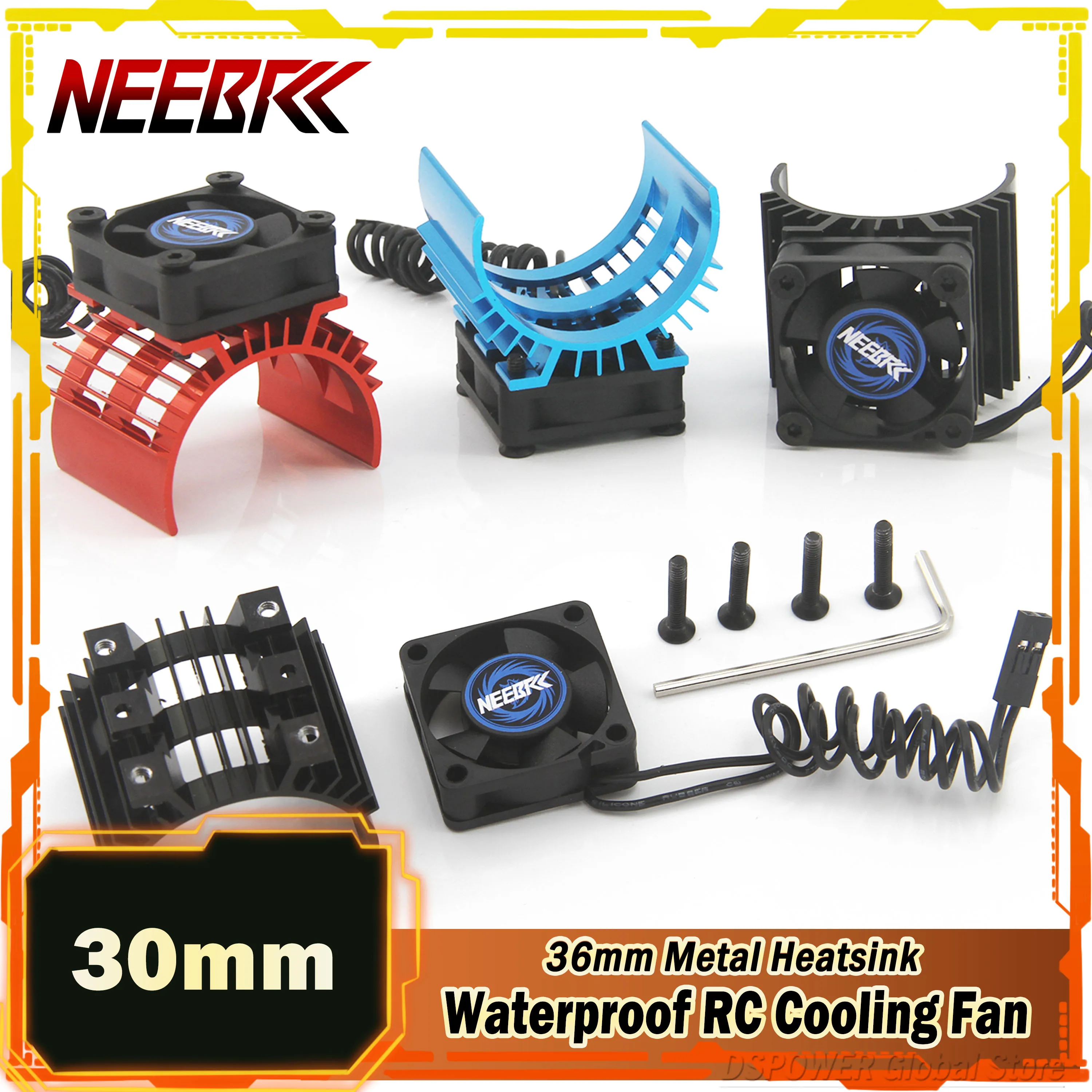 

NEEBRC 30mm RC Cooling Fan 5V-12V DC 25000RPM High Wind Rapid JST Plug 36mm Heatsink Holder Cover for 36mm Brushless Motor ESC