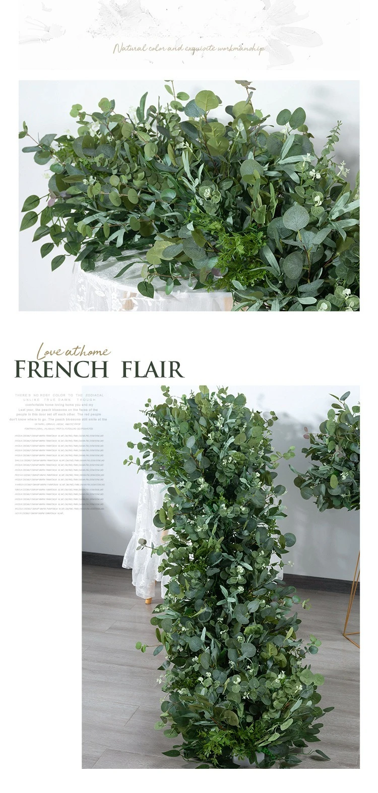 Künstliche Grüne Blumenkugel, Blattreihen, Hochzeitsbühnen-Hintergrund-Dekoration, Kunstpflanzen-Kugel, Bankett-Fenster-Event-Dekoration – Detail 6