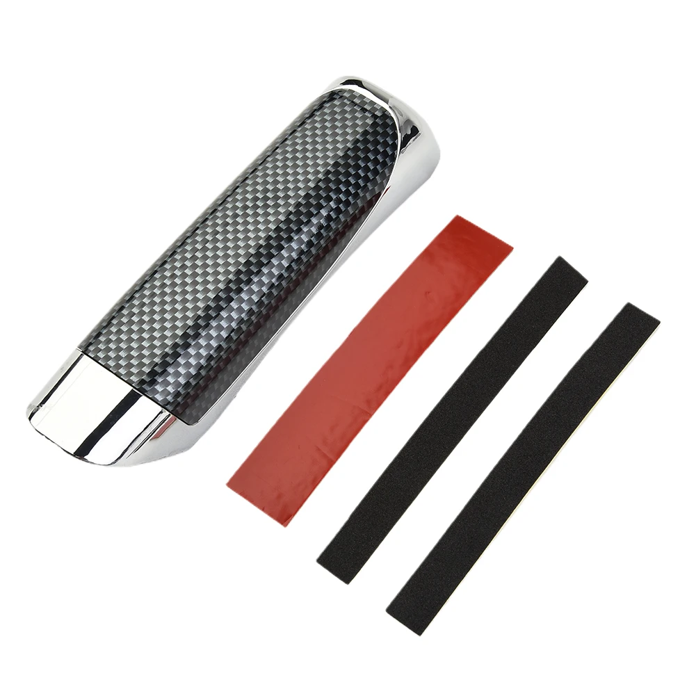 Car Interior Hand Brake Protector with Carbon Fiber Finish and Chrome Plated ABS Material for Wide Model Support