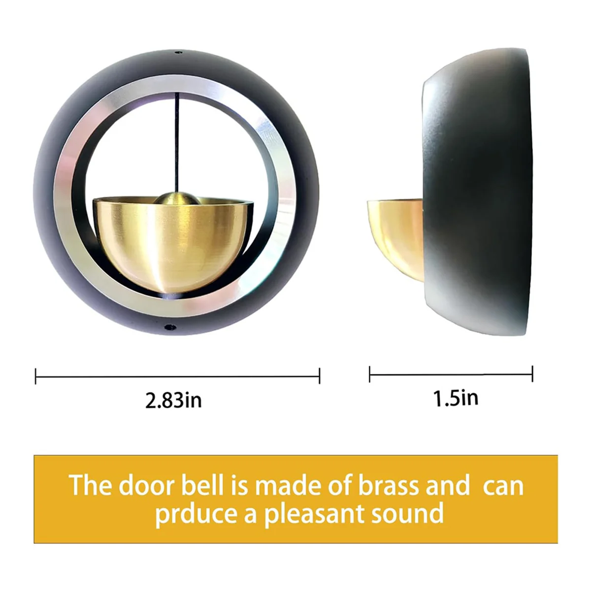 Shopkeepers Bell for Door Opening,Door Chime for Business When Entering Magnetically-Attached Bells for Door Black