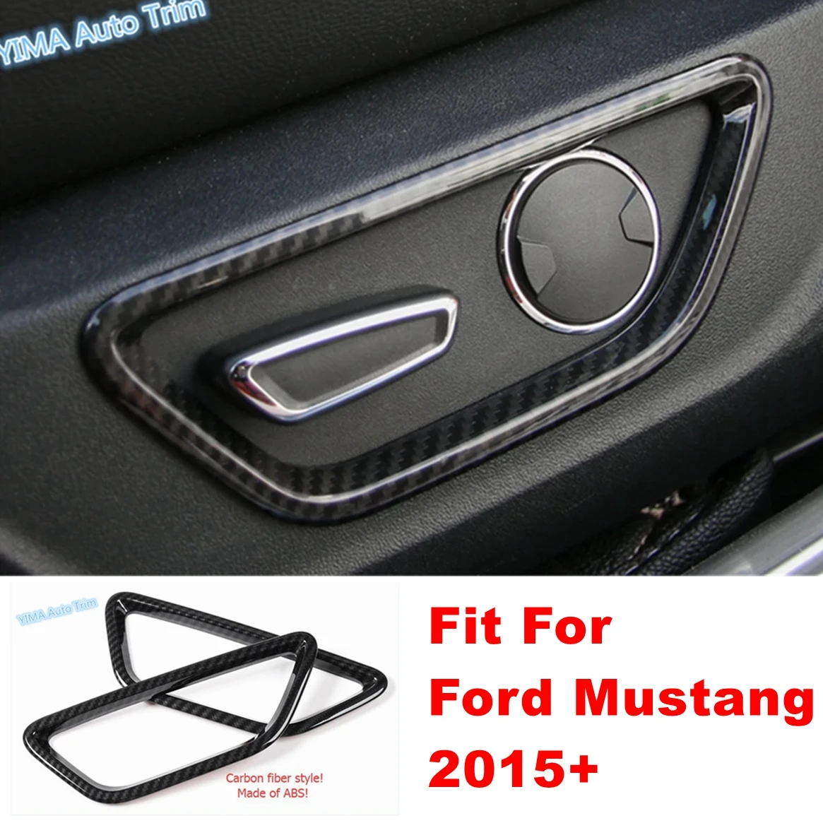 

Auto Seat Back Rest Adjustment Button Decor Frame Cover Trim Fit For Ford Mustang 2015 - 2019 ABS Carbon Fiber Look Accessories