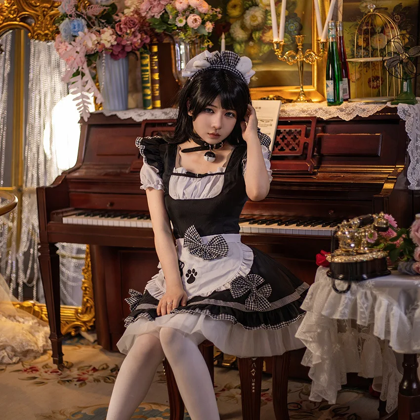 2025 Nieuwe Klassieke Bla White Maid orm Lady Kostuum Halloween Outfit Traditionele Chinese Etnische Toneelkostuum voor dames