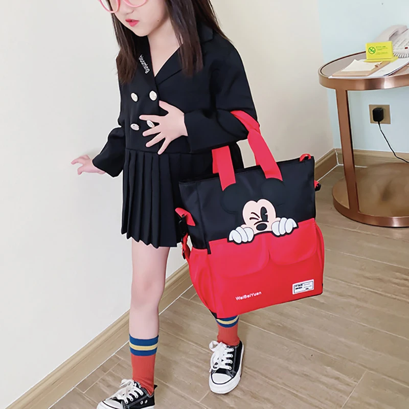 MINISO New Cartoon Children\'s Backpack Mickey Student Bag Oxford Handheld Crossbody Bag Large Capacity Tote Bag