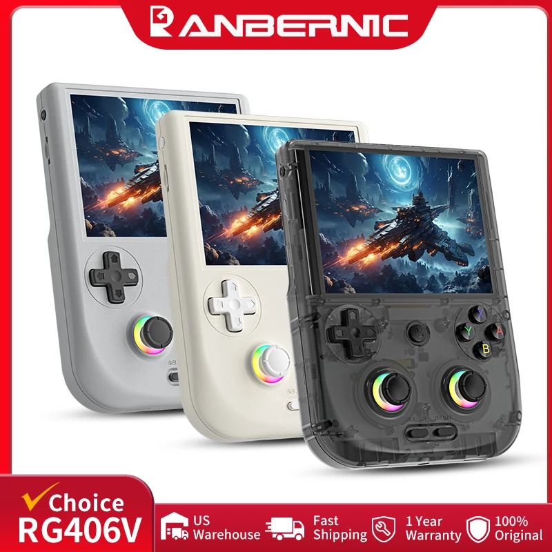 ANBERNIC RG406V ريترو وحدة تحكم ألعاب محمولة 4 "IPS متعددة اللمس واي فاي أندرويد مشغل ألعاب الفيديو يدعم تدفق الإخراج 1080p