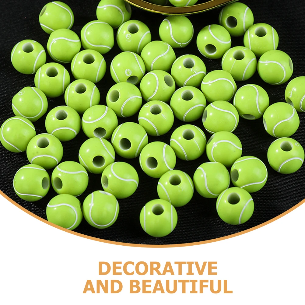 

300pcs Tennis Beads for Crafts Jewelry Making Accessories Charms Sports Ball Beads Necklace Spacer Bead Handicraft DIY