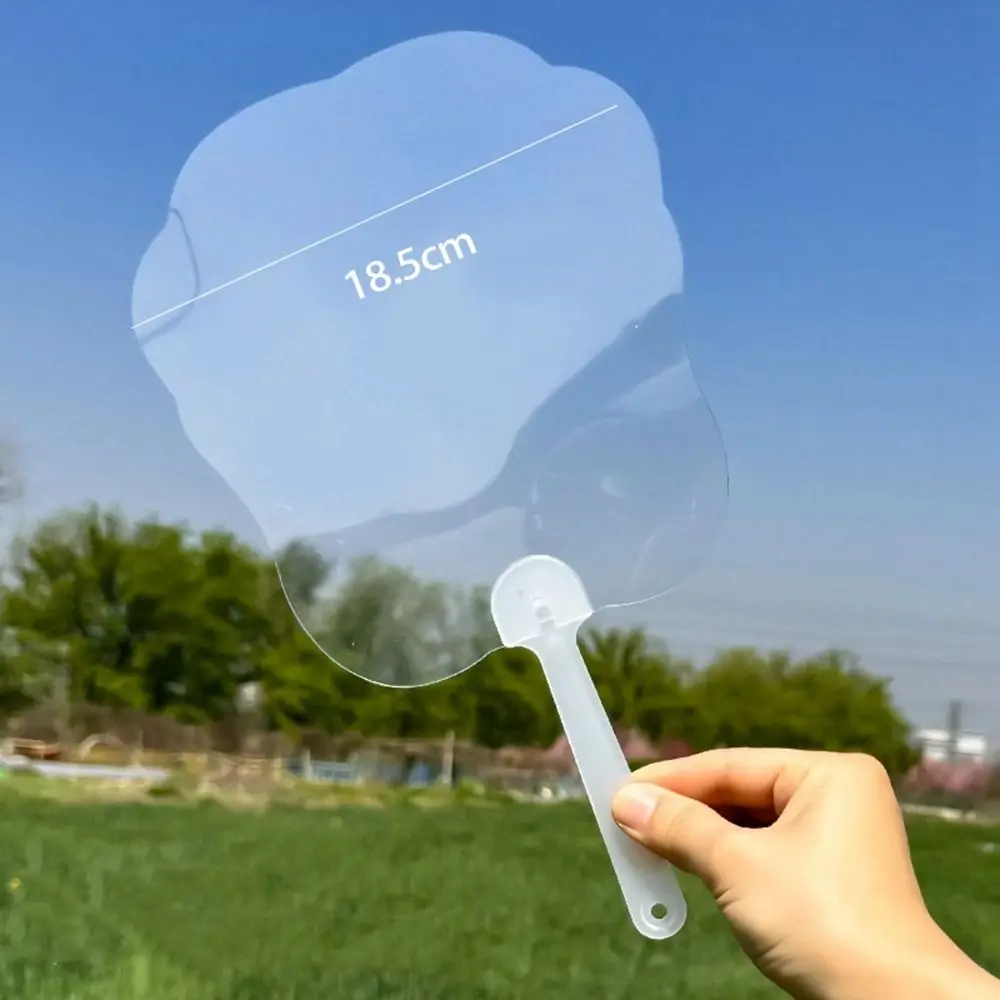 Multi-functional Plastic Transparent Fan Handheld Round Blank Painting Fans Unfinished Thicken Handicrafts for Wedding