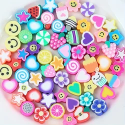 1 Pack 30/100Pcs Random Polymer Clay Stars & Fruit & Flowers & Heart & Beaded for Women DIY Bracelet Necklace Jewelry Making