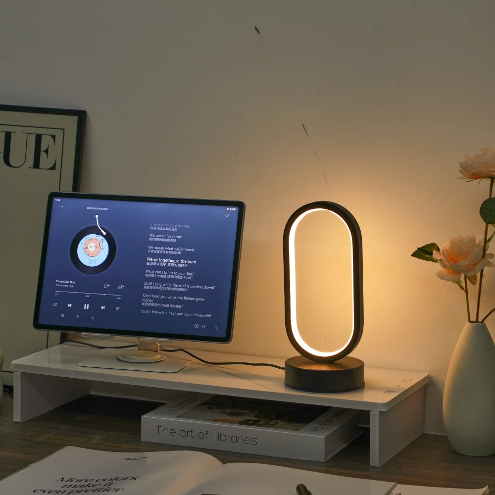 1 Piece Minimalist Modern Iron USB Lamp - Three-Color Dimmable Soft Light Eye-Friendly Desktop Decor for Cozy Ambiance
