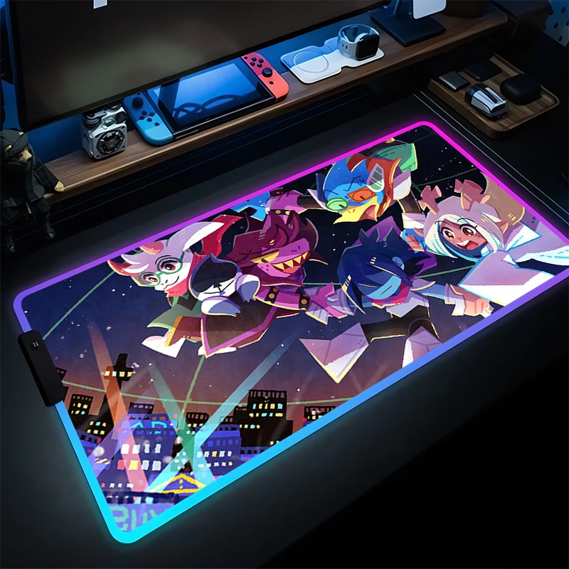 

RGB Mouse Pad Gaming Gamer Kawaii Anime Desk Mouse Mat Pixel Game D-deltarune Table Mousepad Computer LED Luminous Keyboard Pad