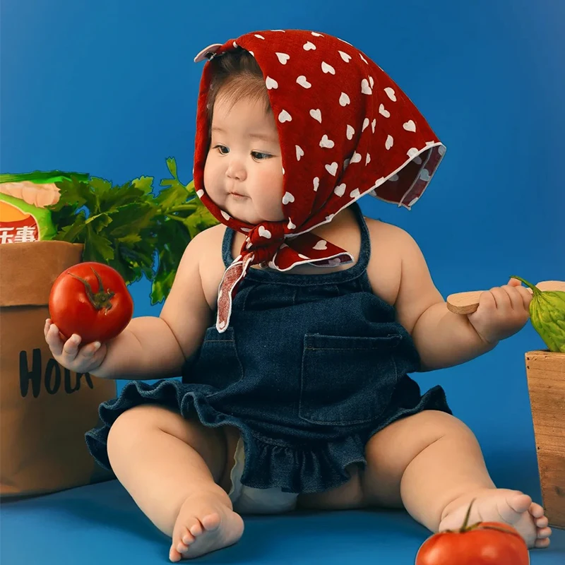 

Детская одежда для фотосъемки, одежда для детской фотографии, джинсовая юбка, платок с растительной тематикой, 아기 코스프레 신 Nors아