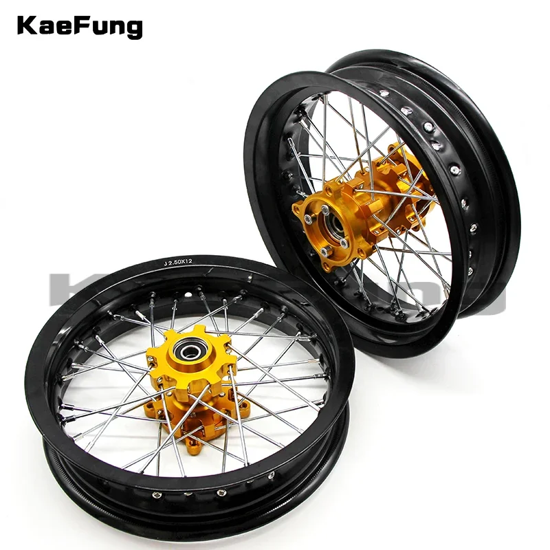 

black motorcycle dirt Pit bike Rims 15mm hole 2.50x12" inch & 3.00x12" front and rear wheel rim whit CNC hub