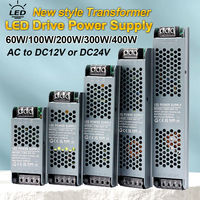 Ultra-thin lighting transformer AC 100V-240V Power adapter 60W 100W 200W 300W 400W DC 12V 24V silent drive power supply