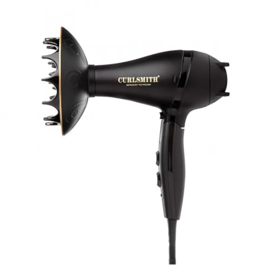 

Curlsmith Defrizzion Travel Hair Dryer with Large Diffuser for Curly Hair Reduce Frizz 3 Speeds 3 Heat Settings Infared Ceramic