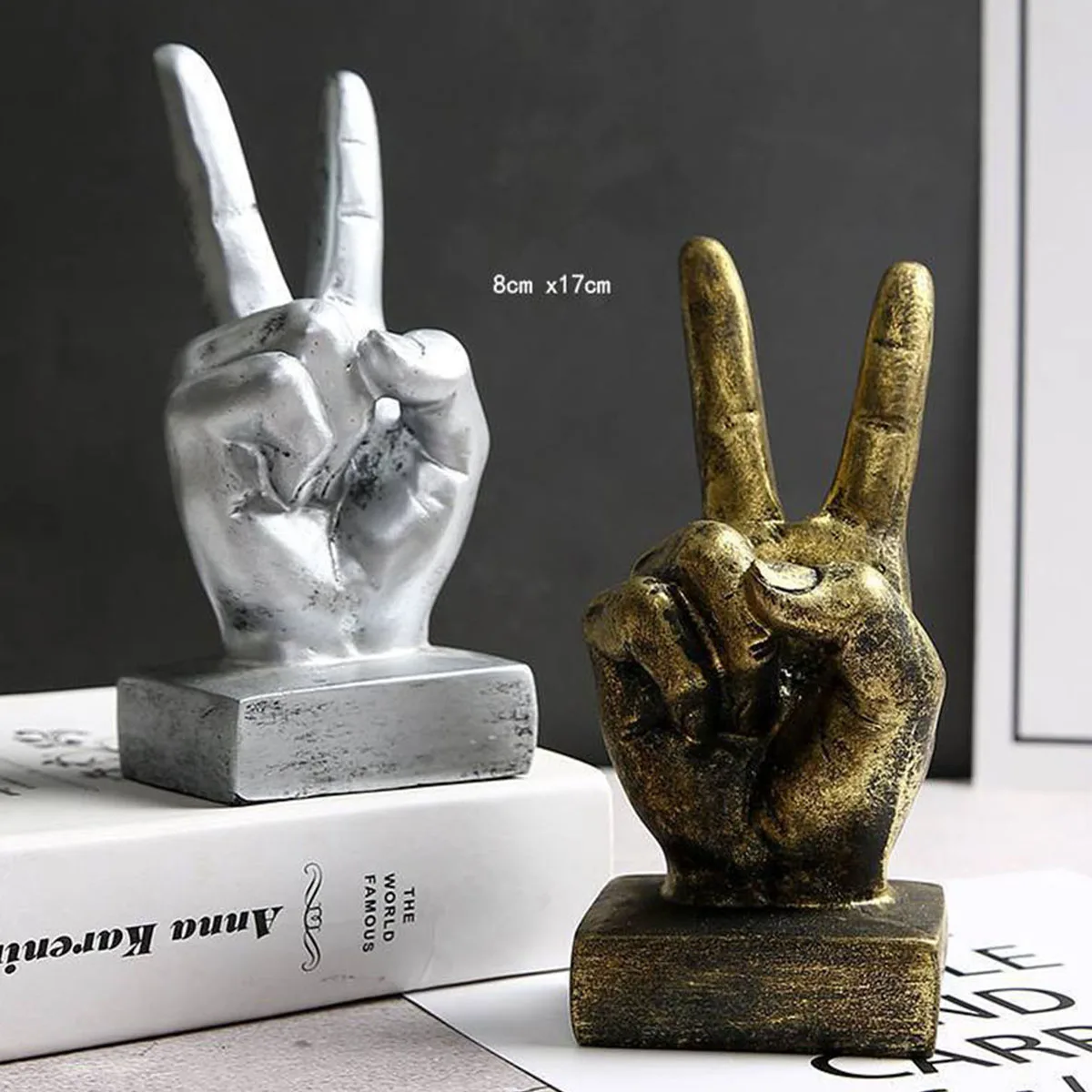 

Hand Gesture Statue, Modern Style Art Ornament Sculpture, Desktop Figurine for Home Office Living Room Bookshelf Decoration