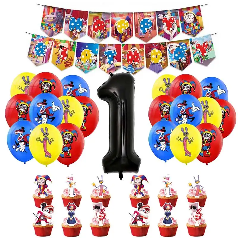 The Amazing Digital Circus Balloon Birthday Party Supplies Gift Home Decor 32inch Number Ballon Baby Shower Wedding Decoration