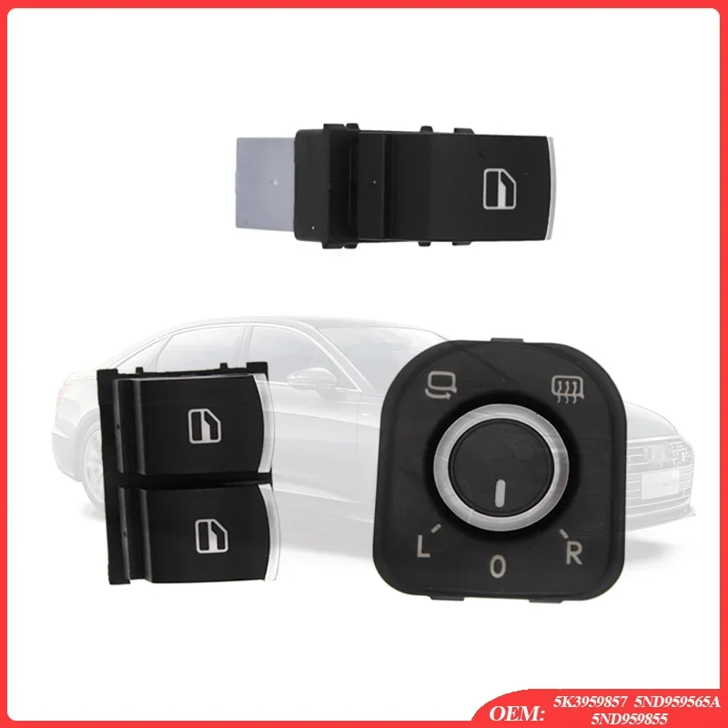 Chrome Window Switch Mirror Button 5K3959857 5ND959565A 5ND959855 For VW Passat B6 Eos Golf 5 6 Plus GTI Mk5 Mk6 Tiguan SCIROCCO