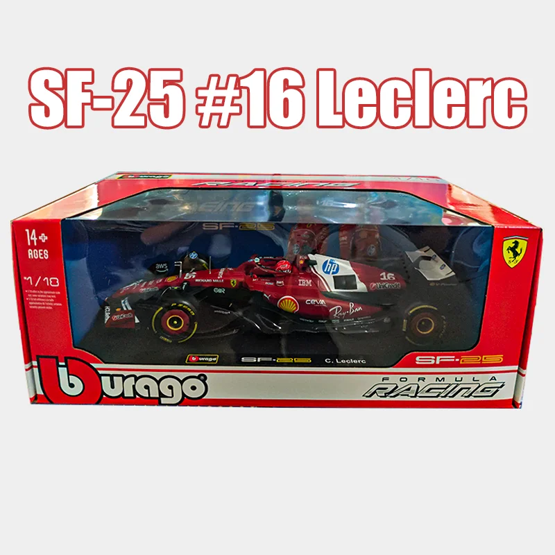 Nuevo En existencia Bburago 1:18 Ferrari 2025 F1 Sf-25 Hamilton # 44 Leclerc # 16 regalos de juguete personalizados de modelo de coche fundido a presión en miniatura de aleación