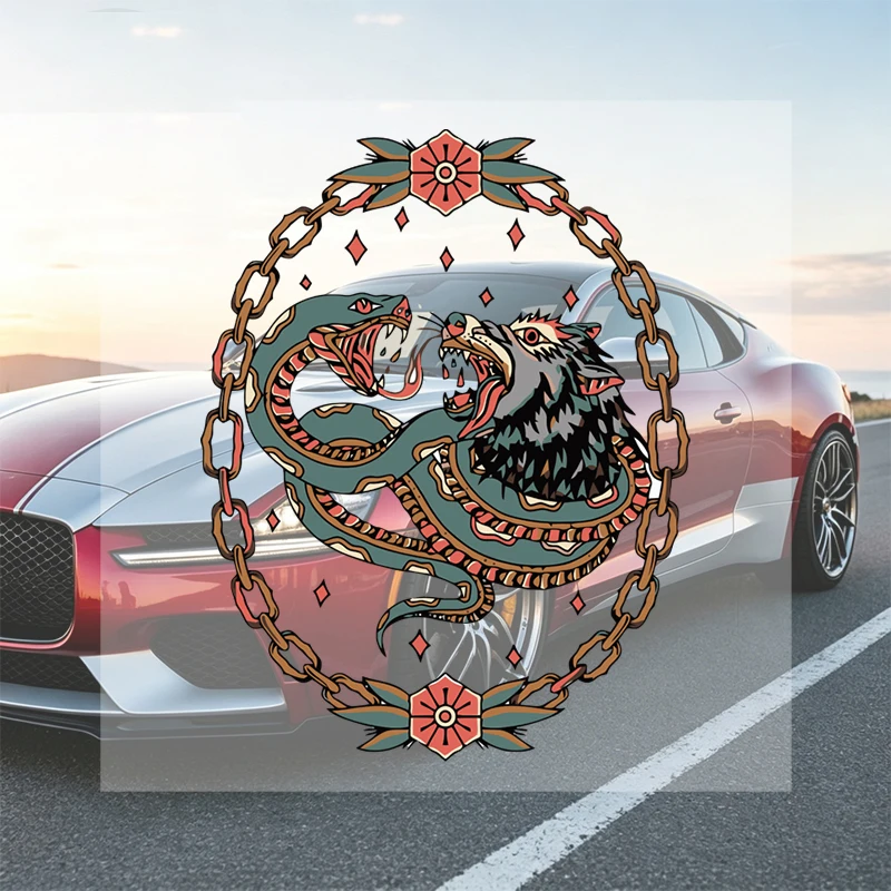 Car Stickers Lion Snake Vinyl Decal Waterproof Die Cut Fade Resistant Durable for Fuel Tank Gas Cap Windshield Auto Decor
