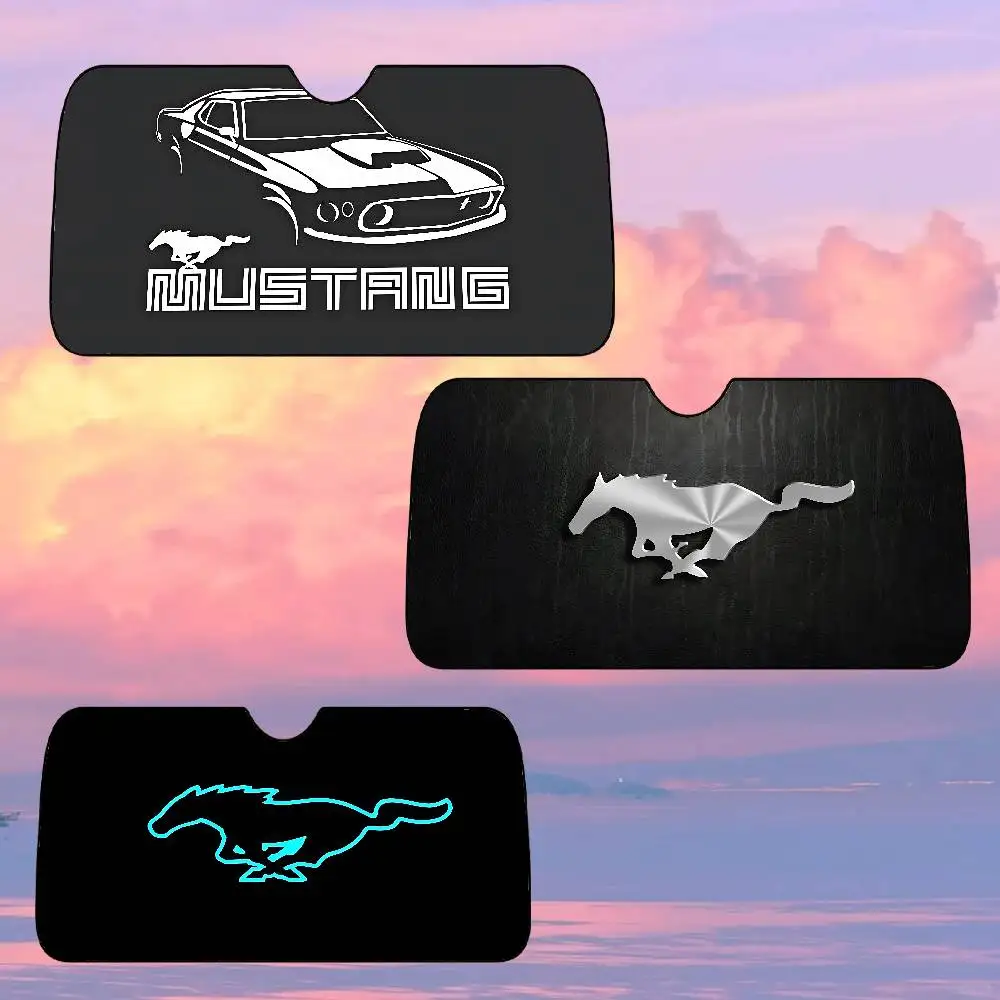 F-Fords M-Mustang 50 Y-ปี (20) ม่านบังแดดรถยนต์ม่านบังแดดรถยนต์ครอบคลุม Universal กระจกพับ Visor