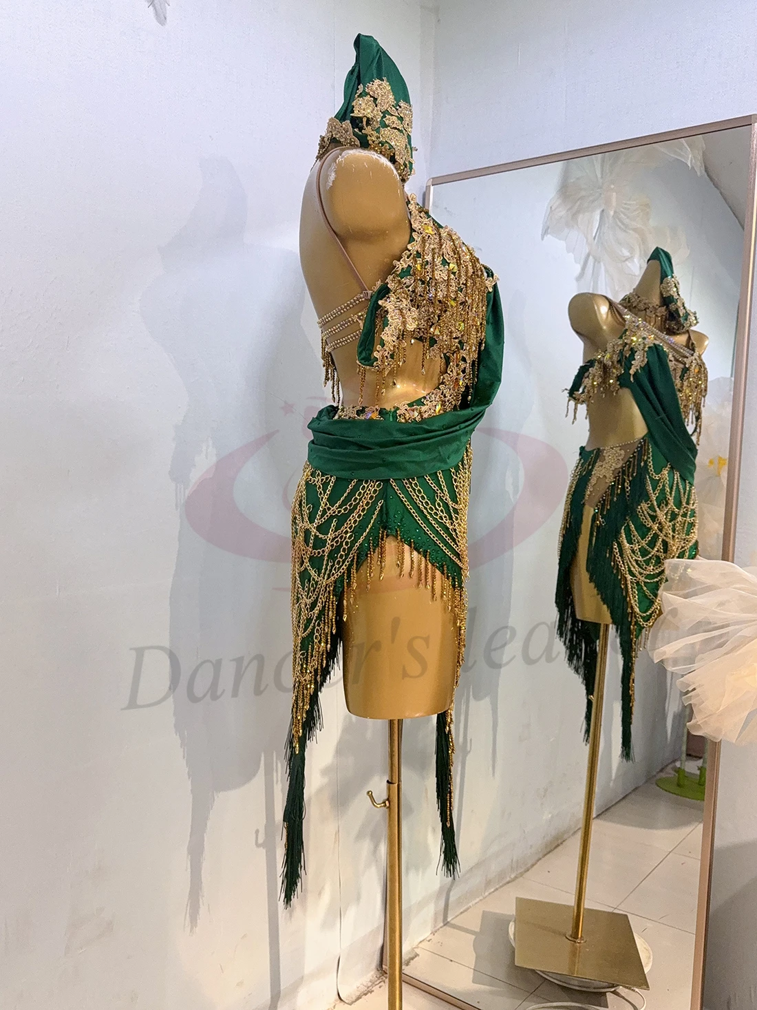 

Latin Dance Diamond Women's High end Customized Gilded Jewelry Hollow Flower Dress Samba Performance Dress